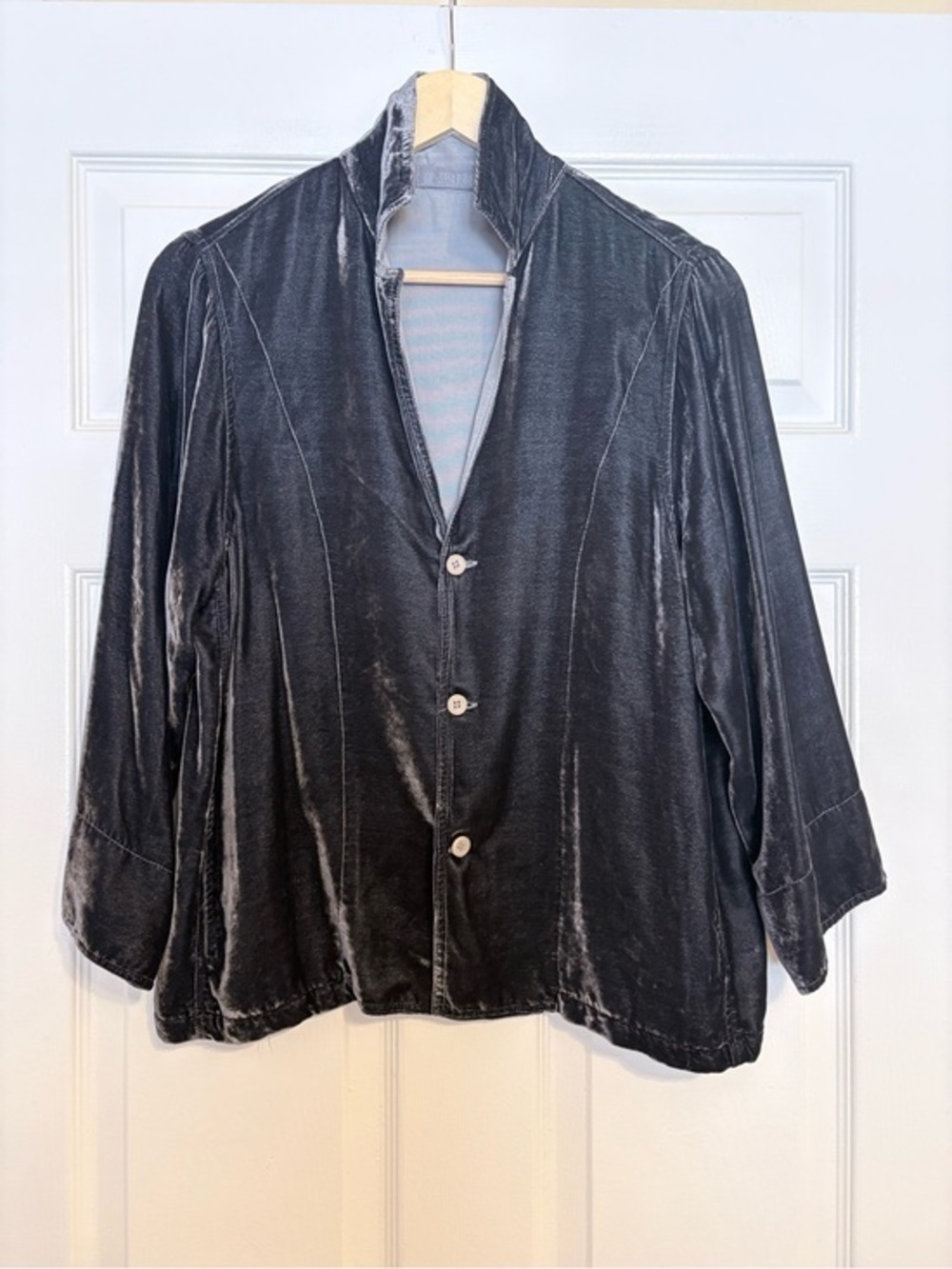CP Shades Velvet Top Black /Dark Grey Shacket Medium